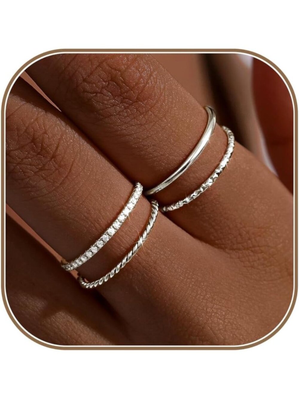 Dainty Stackable Gold Rings Set for Women - Non-Tarnish Minimalist Wedding